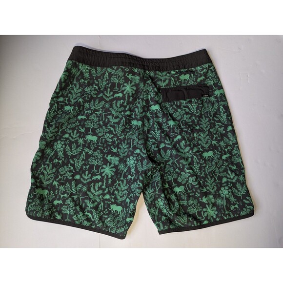 Prana Board Swimming Outdoor Shorts Animal Forest Plants Graphic 33x9 Mens - Picture 7 of 8